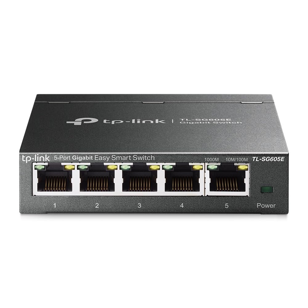 TP-Link TL-SG605E 5-Ports Gigabit Easy Smart Managed Netzwerk Switch(Plug-and-Play,Metallgehäuse, QoS, IGMP-Snooping,VLAN, zentrales Management, energieeffizient)