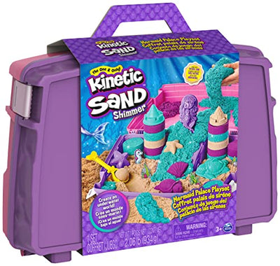 Kinetic Sand Meerjungfrauen Koffer - mit 934 g original kinetischem Sand aus Schweden in 3 Farben, 6 Förmchen, 1 Schaufel für kreatives Indoor-Sandspiel, für Kinder ab 3 Jahren