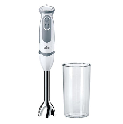 Braun Stabmixer MQ 5200WH - MultiQuick 5 Vario Pürierstab mit Edelstahl Mixfuß, 1000 Watt, inkl. 600 ml Mix- & Messbecher, weiß/grau
