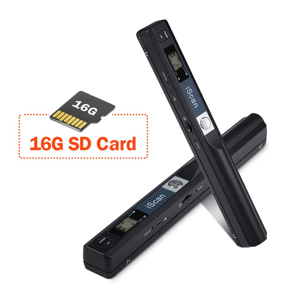 [Handscanner ] Auflösung s/w und Farbe MUNBYN Dokumentenscanner/Scanner Mobil / 900DPI Wireless Tragbarer A4 Scanner mit Karte JPG und PDF Format -16G Micro SD- Schwarz