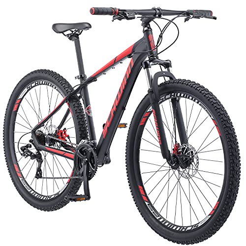 Schwinn Bonafide Herren Mountainbike Vorderradaufhängung 24-Gang 29-Zoll-Räder 43.2 cm Aluminiumrahmen Mattschwarz/Rot