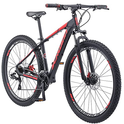 Schwinn Bonafide Herren Mountainbike Vorderradaufhängung 24-Gang 29-Zoll-Räder 43.2 cm Aluminiumrahmen Mattschwarz/Rot