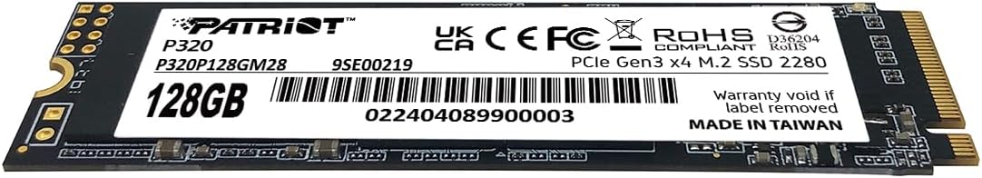 Patriot P320 128GB Interne SSD - NVMe PCIe Gen 3x4 - M.2 2280 - Solid State Drive - P320P128GM28