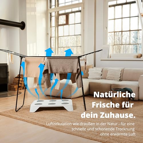 HEYDRY Wäschetrockner Wäscheständer - Made in Germany - schneller trockene Wäsche - platzsparend energiesparend klein - für jede Wäsche - Trockner Ventilator Lüfter - weiß