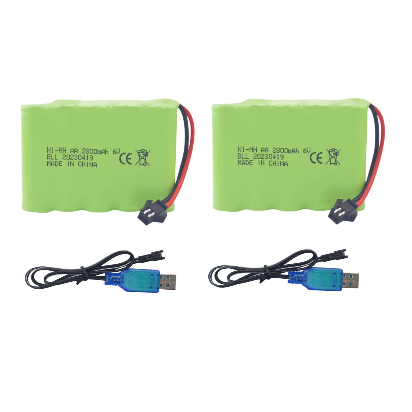 ZYGY 2PCS 6.0V 2800mah AA Akku mit SM-2P Stecker und USB Ladekabel für TB141 TB142 DE37 RC Fernbedienung Auto Spielzeug Auto Bagger LKW Engineering Fahrzeug