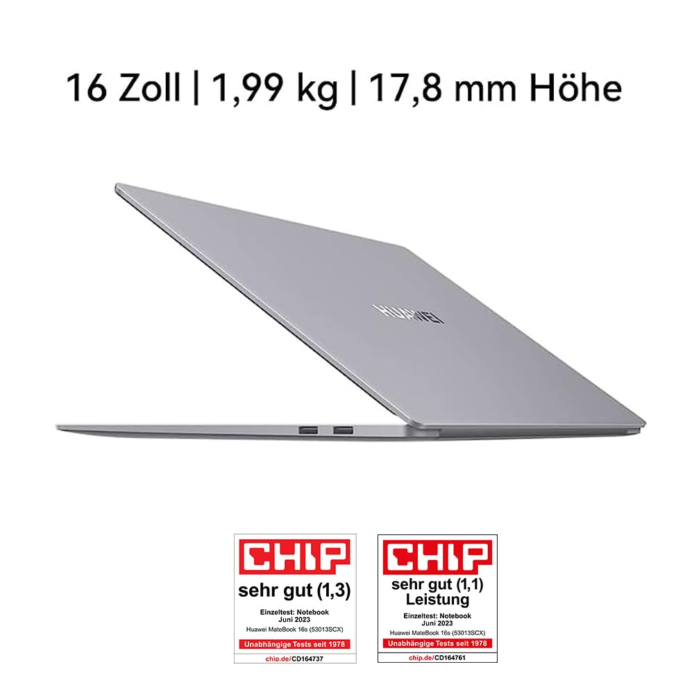HUAWEI MateBook 16s 2023 | 16" 2.5 K True-Colour-Touchscreen | 13th Gen Intel Evo Platform Powered by Intel Core i9 | 16 GB RAM | 1 TB SSD | Windows 11 | Space Gray | TÜV Rheinland Low Blue Light