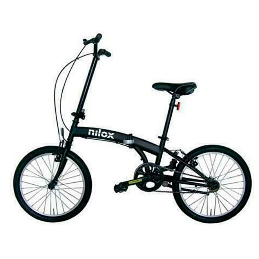 Nilox - Bike X0 - Klapprad - Einfach zu Transportieren - Modernes Design - Mit Mattem Stahlrahmen - Leichtes Fahrrad, 12 kg Gewicht - Mit 20" Alufelgen, Schwarz