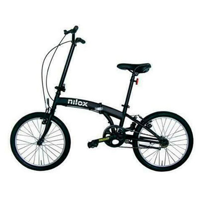 Nilox - Bike X0 - Klapprad - Einfach zu Transportieren - Modernes Design - Mit Mattem Stahlrahmen - Leichtes Fahrrad, 12 kg Gewicht - Mit 20" Alufelgen, Schwarz