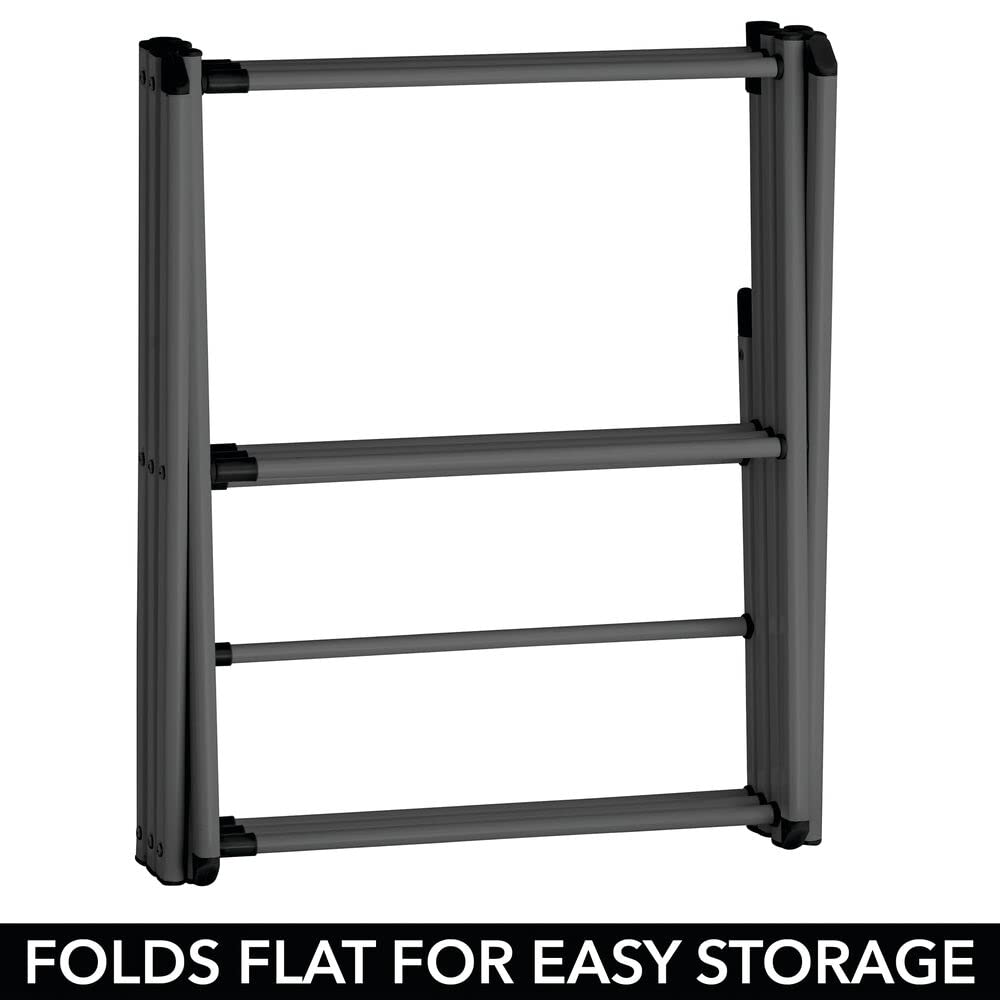 mDesign ausziehbarer Turmwäscheständer – Wäscheständer aus Metall mit 3 Ebenen – platzsparender Standtrockner für Wäscheküche, Garten oder Haushaltsraum – dunkelgrau