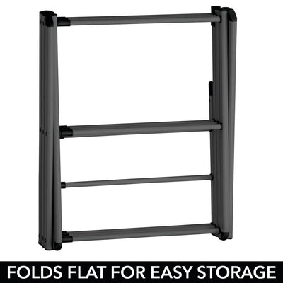 mDesign ausziehbarer Turmwäscheständer – Wäscheständer aus Metall mit 3 Ebenen – platzsparender Standtrockner für Wäscheküche, Garten oder Haushaltsraum – dunkelgrau