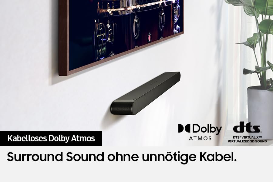 Samsung HW-S66GD 3.1-Kanal All-in-one Soundbar für TV-Geräte, Bluetooth-Lautsprecher mit kabellosem Dolby Atmos 5.0 / DTS Virtual:X, Q-Symphony, Adaptive Sound Lite [2024]