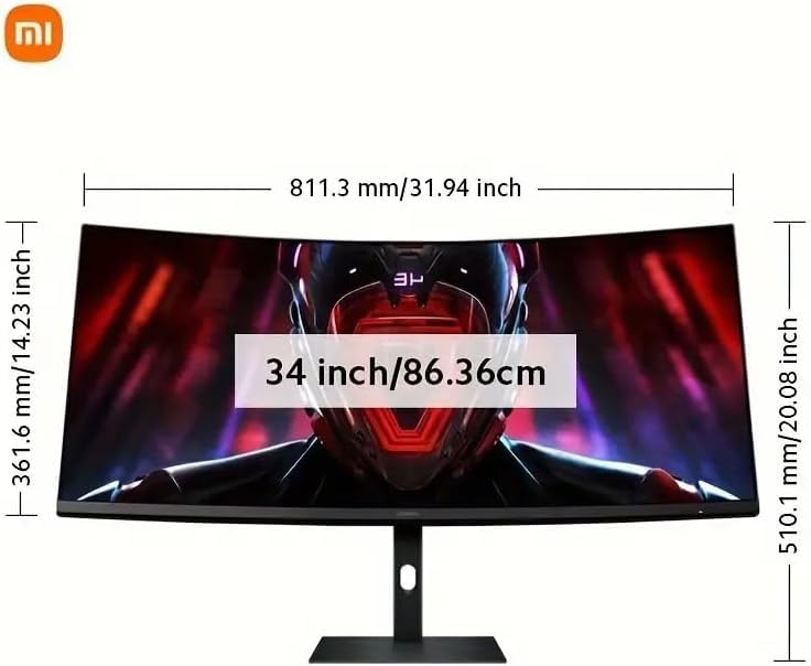 Xiaomi G34WQi Ultrawide Gaming Monitor 34 Zoll - WQHD, 180Hz, 1ms, HDR 10, 100% sRGB, 4000:1 Kontrast, 350nits, FreeSync, RGB Ambient Light, Low Blue Light, Randlos, Schwarz