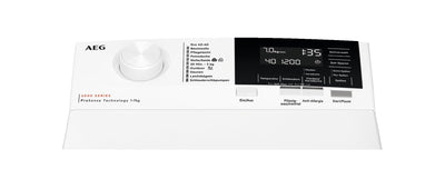 AEG LTR6A60370 Waschmaschine Toplader / Serie 6000 mit ProSense / 7,0 kg / Leise / Mengenautomatik / Nachlegefunktion / Wasserstopp / 1300 U/min