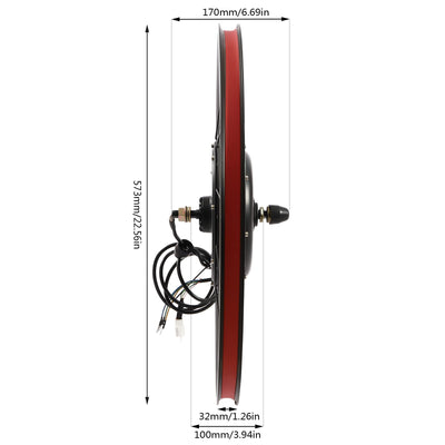 GramStudio 26 Zoll Ebike Umbausatz, 48V 1000W E-Bike Vorderrad Umbausatz Kit, Electric Bicycle Nachrüstsatz, 440RPM, 55km/h, 45N. M, Brushless Motor (Reifen Nicht Enthalten)