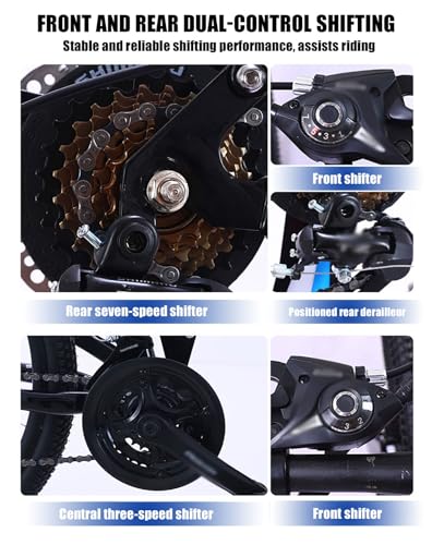 KLYDBMYT 24" 26" Faltbares Mountainbike mit Doppelfederung Mountainbike 21-Gang-Rahmen aus Kohlenstoffstahl Sportfahrrad für Erwachsene Männer und Frauen Teenager