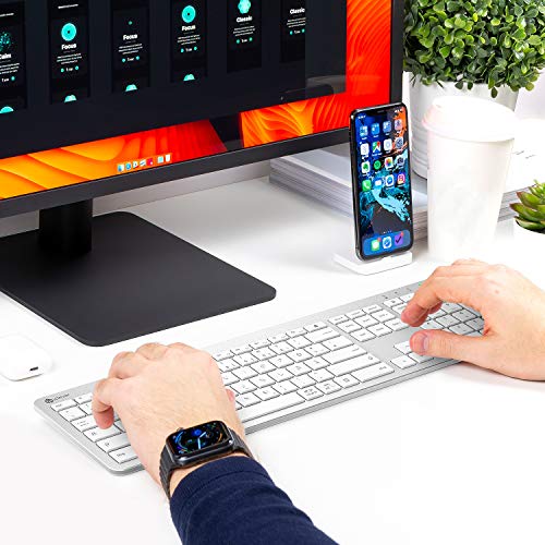 Tastatur Maus Set Kabellos, iClever Wiederaufladbare Funktastatur, Deutsch QWERTZ Layout, 2.4 GHz Funk Tastatur Mouse für PC/Laptop/Smart TV, Weiß und Silber