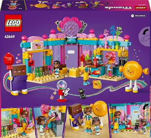 LEGO Friends Heartlake City Süßwarenladen - Kinder Spielset zum Bauen mit 3 Minifiguren, Einer Katzenfigur, Spielzeug Lebensmittel und Zubehör - Geschenk für Mädchen und Jungen ab 6 Jahren - 42649