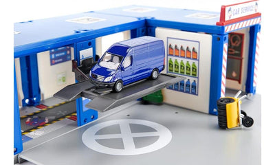 siku 5507, Werkstatt "Car Service", Kunststoff/Metall, Multicolor, Inkl. 2 siku-Fahrzeugen, Viele Funktionen, Bis Maßstab 1:50 bespielbar