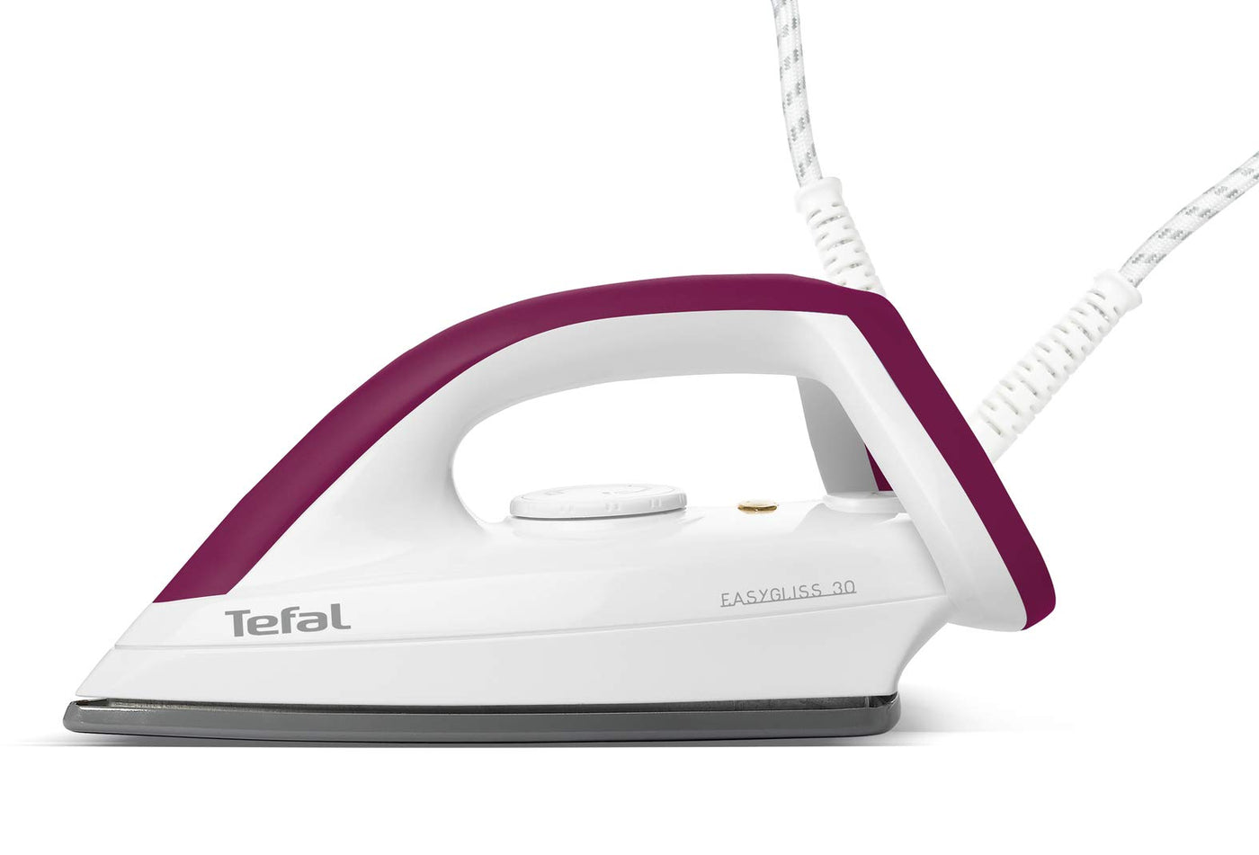 Tefal Trockenbügeleisen Easygliss, 1200W, Bügeleisen ohne Dampf, Durilium Bügelsohlen-Technologie, Thermostat, Bereitschaftsleuchte, extralanges Netzkabel, weiß/dunkelrot, FS4030