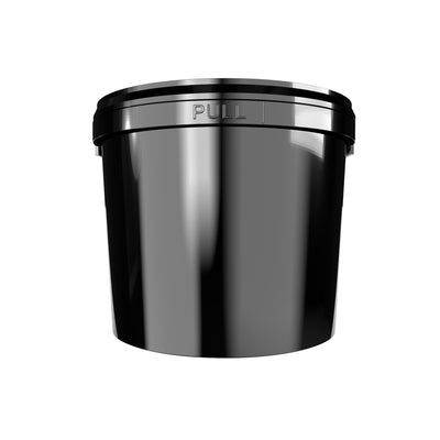 1x Eimer mit Deckel 5l Schwarz Rund | Kunststoff Eimer Lebensmittelecht, luftdicht und stabil | Leer Eimer mit Griff und Deckel für Lebensmittel Chemie Waschpulver Klebstoffe geeignet