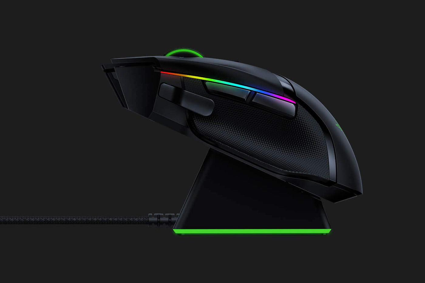 Razer Basilisk Ultimate - Kabellose Gaming Maus mit 11 programmierbaren Tasten (Wireless HyperSpeed Technologie, optischer Fokus+ Sensor + Switches, Chroma RGB Beleuchtung) mit Ladestation