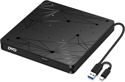 LMEN Externes CD DVD Laufwerk Extern mit USB 3.0 DVD für Laptop PC Computer Tragbar Externes DVD Laufwerk CD-ROM Brenner Extern mit niedrigem Lärm für Windows 11/10/7/8/XP Mac MacBook