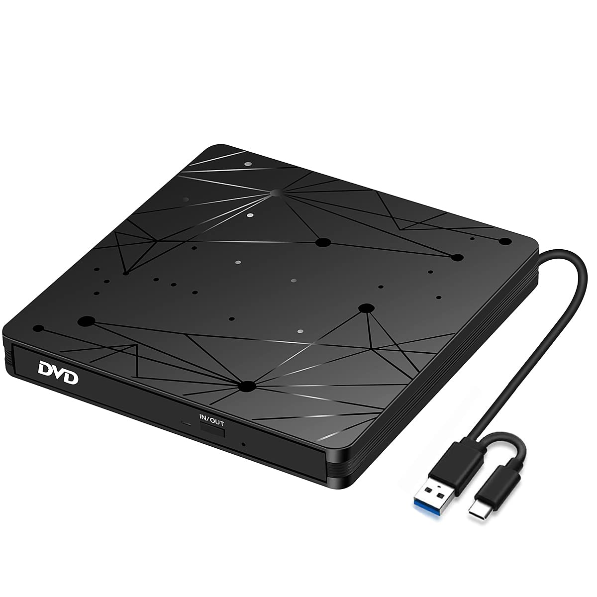 LMEN Externes CD DVD Laufwerk Extern mit USB 3.0 DVD für Laptop PC Computer Tragbar Externes DVD Laufwerk CD-ROM Brenner Extern mit niedrigem Lärm für Windows 11/10/7/8/XP Mac MacBook