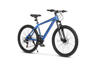 Hardtail 26 Zoll Aluminium Fahrrad, 21-Gang Shimano Schaltung, Federgabel 80 mm, integrierte Kabelführung, vormontiert, Mountainbike für Damen & Herren, Outdoor & Trail geeignet (Blau)