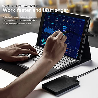 UnionSine Externe Festplatte 1TB ultradünn tragbar 2,5 Zoll USB 3.0, SATA, Festplattenspeicher für PC, Mac,TV, Wii U, Xbox, PS4 (Schwarz) HD2510