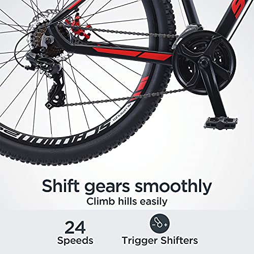 Schwinn Bonafide Herren Mountainbike Vorderradaufhängung 24-Gang 29-Zoll-Räder 43.2 cm Aluminiumrahmen Mattschwarz/Rot