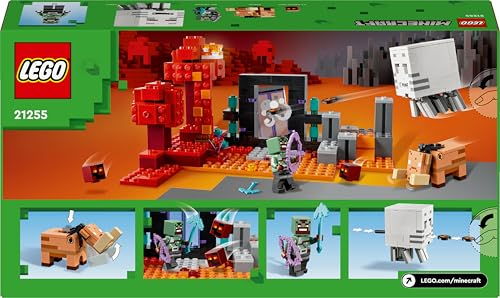 LEGO Minecraft Hinterhalt am Netherportal - Spielzeug mit Orc Krieger Figur, Hoglin und Ghast - Spielset zum Bauen mit 2 Magmawürfeln - Gamer Geschenk für Jungen & Mädchen ab 8 Jahren - 21255