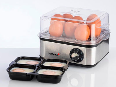 Korona 25303 Edelstahl Mini Dampfgarer und Eierkocher | Kleiner Dämpfer für Gemüse | Profi Kocher für bis zu 16 Eier