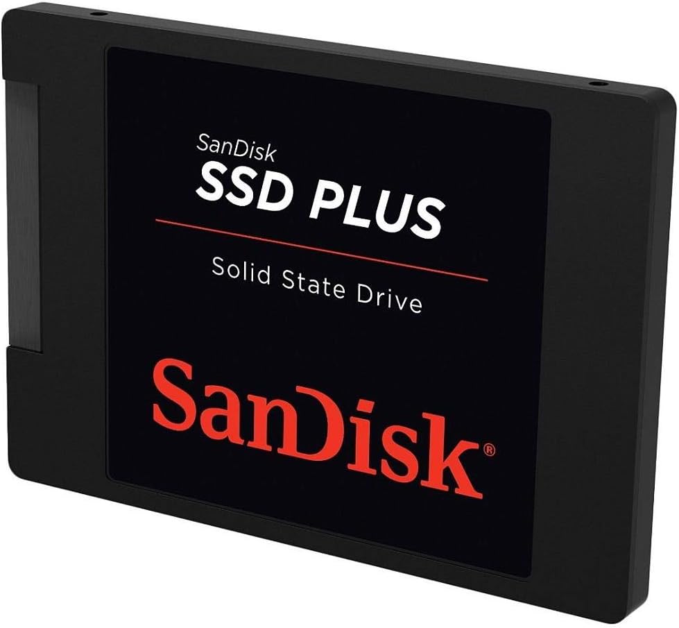 SanDisk SSD Plus interne SSD Festplatte 480 GB (schnelleres Hoch,-Herunterfahren und Laden, Lesegeschwindigkeit 535 MB/s, Schreibgeschwindigkeit 445 MB/s, stoßfest), Festkörper-Laufwerk