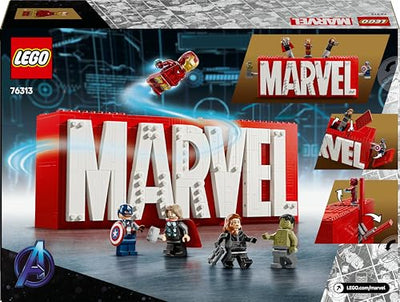 LEGO Marvel: Marvel Logo & Minifiguren - Sammlerstück inkl. Hulk, Thor, Iron Man, Black Widow und Captain America - Bauset mit Avengers Figuren - Geschenk für Jungen und Mädchen ab 12 Jahren 76313
