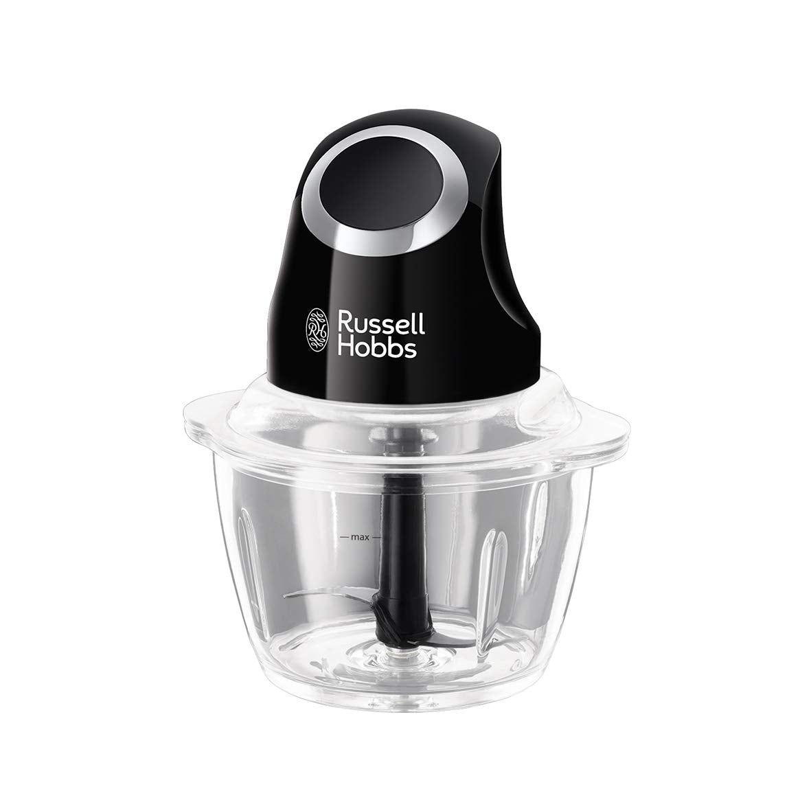 Russell Hobbs Zerkleinerer elektrisch Mini [Glasbehälter inkl. Aufbewahrungsdeckel] Matt Schwarz (500ml, Gemüsezerkleinerer, Mixer, Multi-& Universalzerkleinerer f. Gemüse, Obst & Fleisch) 24662-56