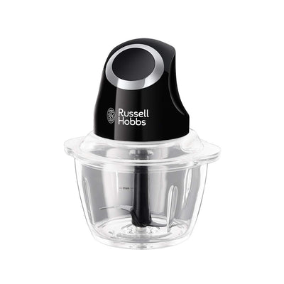 Russell Hobbs Zerkleinerer elektrisch Mini [Glasbehälter inkl. Aufbewahrungsdeckel] Matt Schwarz (500ml, Gemüsezerkleinerer, Mixer, Multi-& Universalzerkleinerer f. Gemüse, Obst & Fleisch) 24662-56