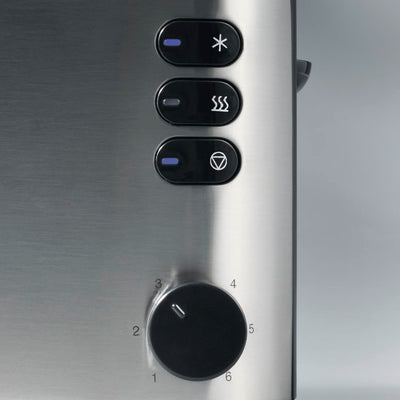 SEVERIN Automatik-Langschlitztoaster, Automatik-Toaster mit Brötchenaufsatz, Edelstahl Toaster zum Toasten, Auftauen und Erwärmen, 1.000 W, Edelstahl-gebürstet/schwarz, AT 2515