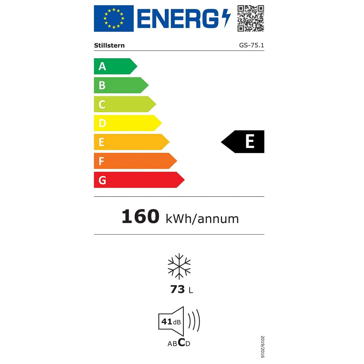 Stillstern Gefrierschrank E (73L) 4-Sterne-Gefrierfach -18°C, geringer Energieverbrauch, 3 Fächer, stufenlos regelbare Temperatur, wechselbarer Türanschlag, Klein Tiefkühlschrank