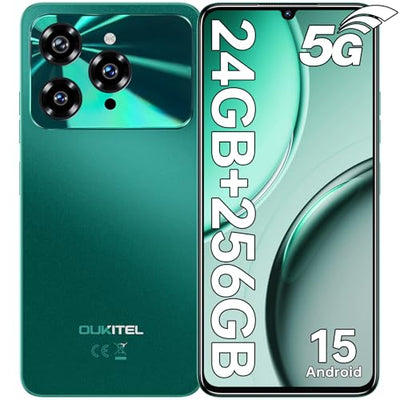 OUKITEL C6 5G Smartphone Ohne Vertrag, 24GB RAM+256GB/1TB ROM Handy Ohne Vertrag, 6.8'' HD+90Hz, 5150mAh, Android 15 Simlockfreie Handys, 50MP Kamera Smartphone, Dual 5G SIM/GPS/Face ID/Fingerabdruck