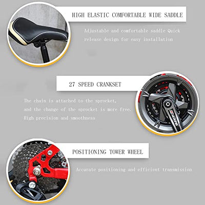 Wmmner Mountainbike, 66 cm (26 Zoll), 27-Gang, High-Carbon-Stahlrahmen, Vollfederung, Dual-Scheibenbremse, 10,16 cm (4,0 Zoll) dicke Räder für Trail und Strandfahren/Schwarz (A)/66 cm (27 Zoll)