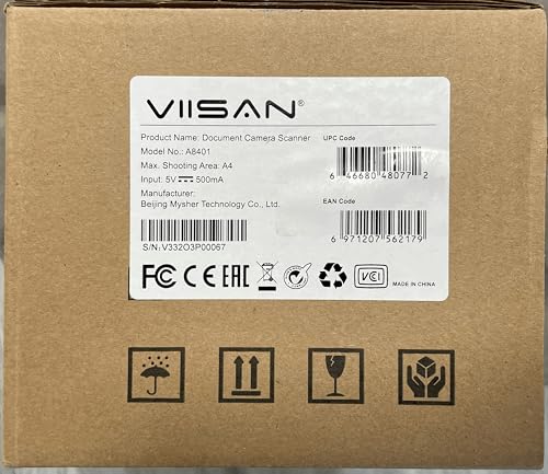 VIISAN Dokumentenscanner, 16MP USB tragbar, Aufnahmegröße A4, Deskewing, Scannen von mehrseitigen Dokumenten, OCR & TTS Tech, funktioniert mit Windows & MacOS