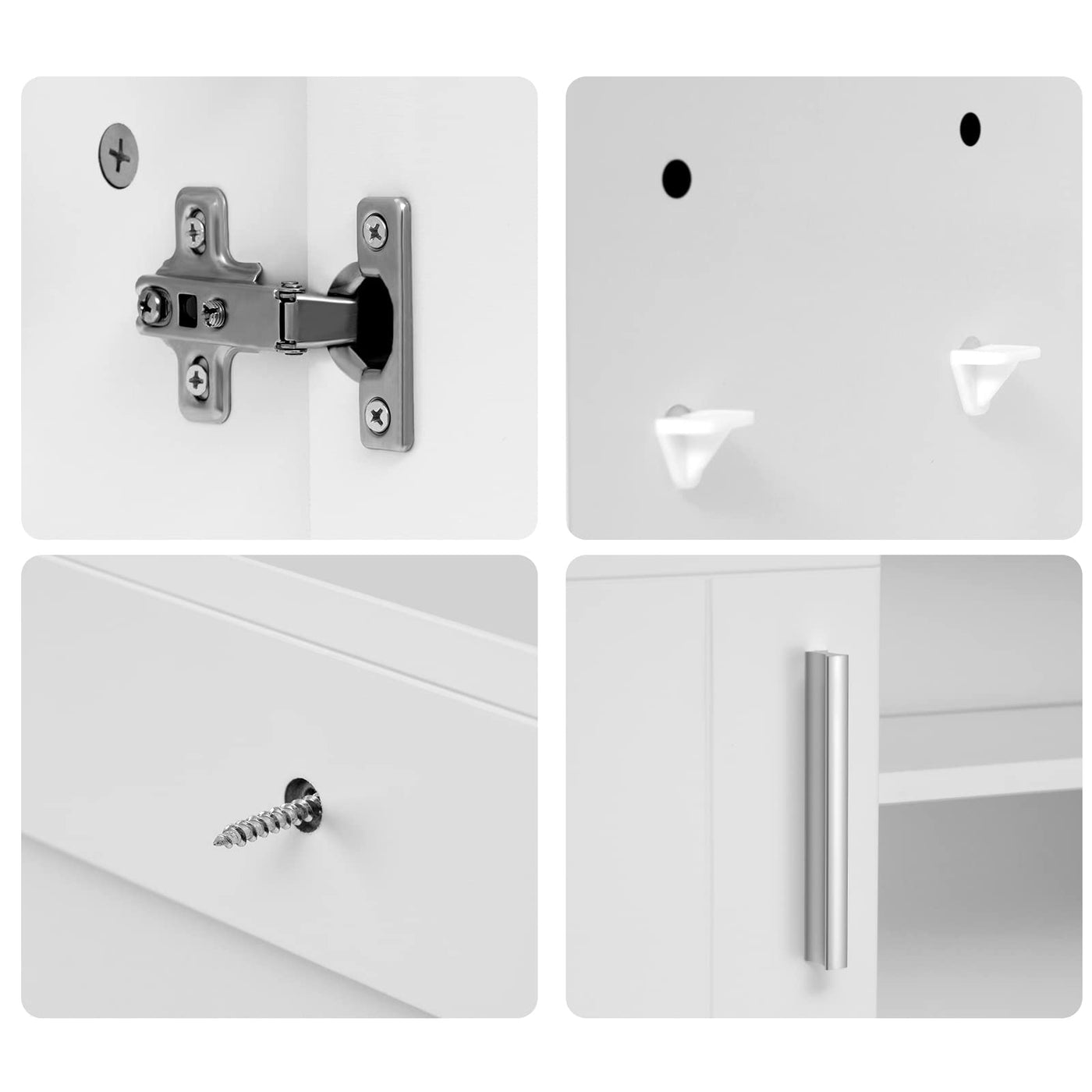 EUGAD Badezimmerschrank mit Spiegel, Spiegelschrank mit Tür Metallscharnieren, Schrank mit 5 Fächern 2 verstellbaren Trennwänden, Hängeschrank aus E1-MDF, Weiß, 54x55x15 cm