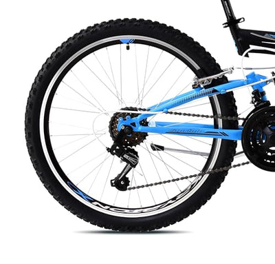 breluxx® 24 Zoll Fullsuspension Mountainbike Capriolo CTX240 FS, 18Gang - schwarz blau
