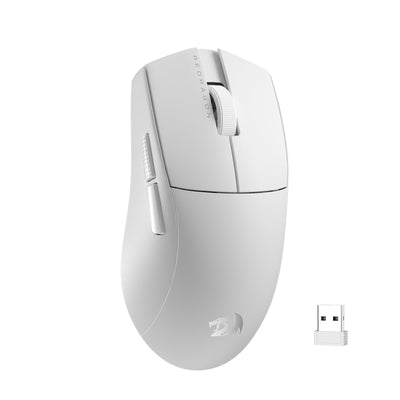 Redragon M916 Kabellose Gaming Maus, 49G Ultra-Light 8K DPI 2.4G Kabellose Gaming-Maus mit ergonomischem Griff, voll programmierbare Tasten, Software unterstützt DIY Keybinds & DPI, Weiß