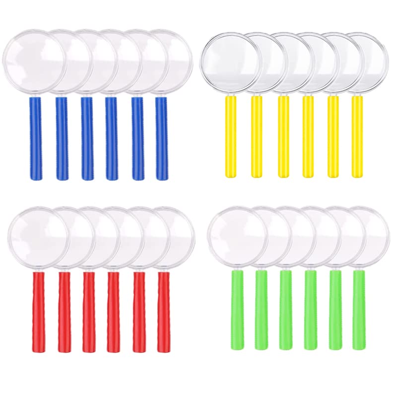 24 Stück Lupen Kinder Mini Lupe Kindergeburtstag Detektive Lupe Kinder Handlupefür Kinder aus Kunststoff Acryl Party, Kindergeburtstag Geschenk，Mini Kunststoff Handlupe für Kinder