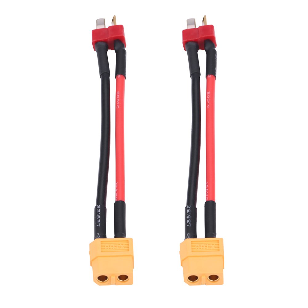 2 Stück XT60 auf T-Stecker-Adapter-Anschlusskabel 14 AWG mit 10 cm Draht für RC-Ladegerät (T-Stecker männlich auf XT60 weiblich)