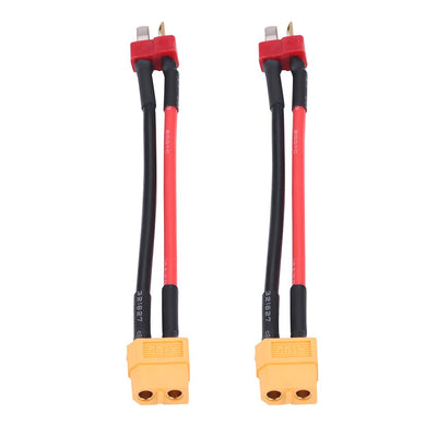 2 Stück XT60 auf T-Stecker-Adapter-Anschlusskabel 14 AWG mit 10 cm Draht für RC-Ladegerät (T-Stecker männlich auf XT60 weiblich)