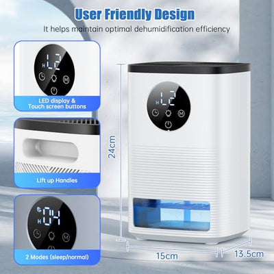 Luftentfeuchter Elektrisch Entfeuchter Keller 1600mL Raumentfeuchter klein Dehumidifier Automatisches Abtauen Mit 7 Farbe Nachtlicht Schlafmodus Entfeuchter Leise für Wohnung Badezimmer Schlafzimmer