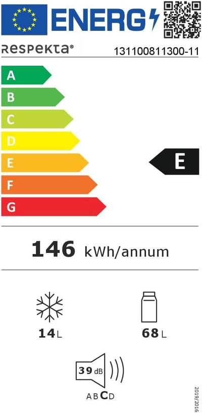 respekta Kühlschrank 3* Gefrierfach Unterbau Dekorfähig 82 Liter UKS 110-11