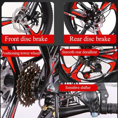 Mountainbike 22 Zoll 6 Gang Doppelscheibenbremsen Stoßdämpfung Fahrrad Herren und Damen Outdoor-Sport Offroad A,22 inches